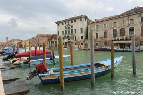 Motorized Boats Parked Along the Canal at Murano Island