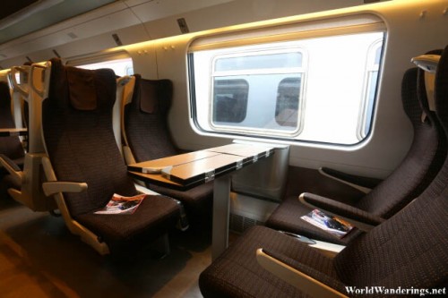 Very Comfortable Seating on the High Speed Train from Venice to Rome