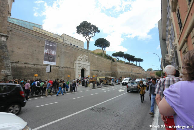 Stream of People Walking to the Vatican Museum