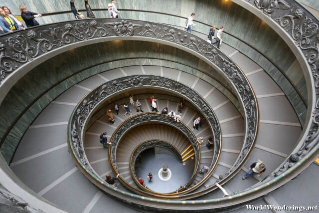 Spiral Staircase Going Down the Vatican Museum