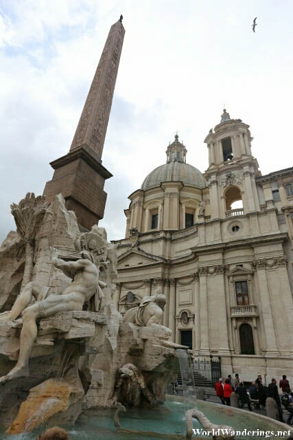 Church by the Fontana dei Quattro Fiumi at Piazza Navona in Rome