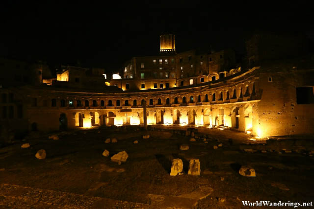 Trajan's Market in Rome at Night