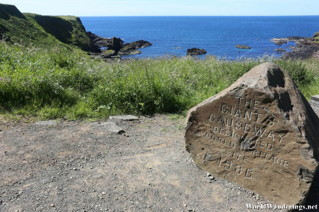 Marker at the Giant's Causeway in County Antrim