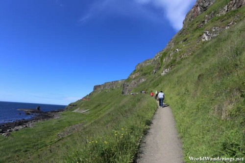 Walking Along a Trail at the Giant's Causeway