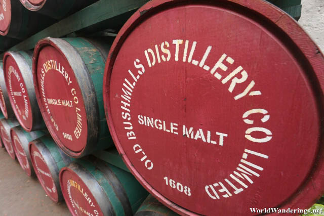 Barrels of Bushmills Whiskey at the Old Bushmills Distillery