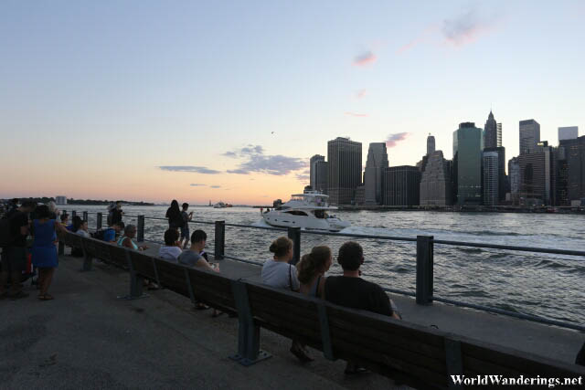 Admiring the New York Cityscape From Brooklyn Park Promenade
