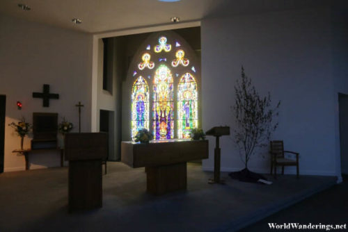 Beautiful Stained Glass Windows by the Altar at Saint Mary's Church in Cong