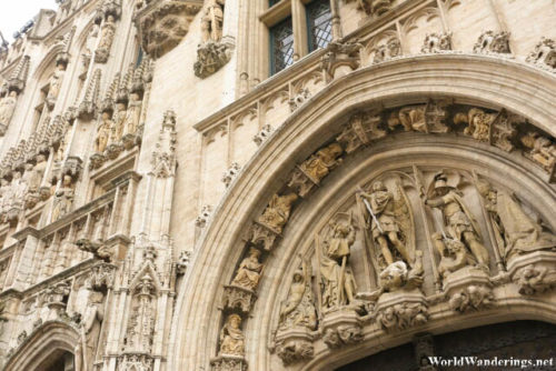 Detail on the Town Hall at the La Grand-Place in Brussels