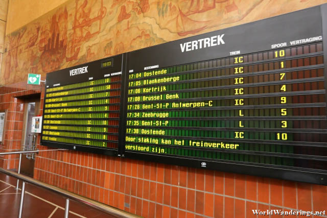 Announcement Board at the Bruges Railway Station