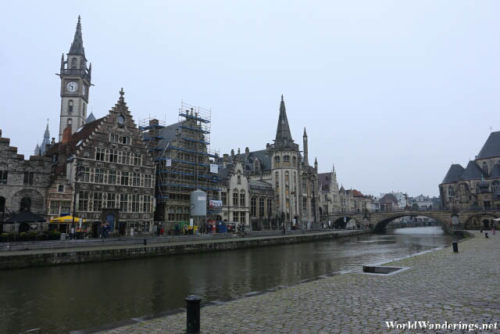 Old Buildings By the River Leie in Ghent