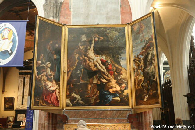 The Raising of the Cross by Peter Paul Rubens at the Cathedral of Our Lady in Antwerp