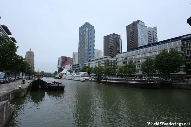 Buildings Along the Canal in Rotterdam