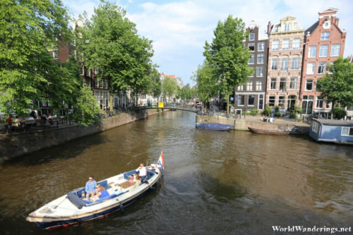 Tourist Boats Along the Canals of Amsterdam