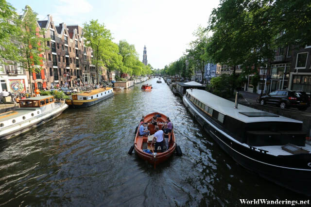 Tourist Boats Along the Canals of Amsterdam