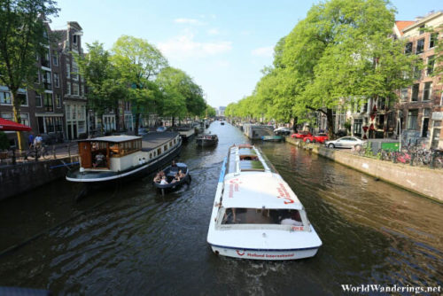 Modern Tourist Boat in Amsterdam