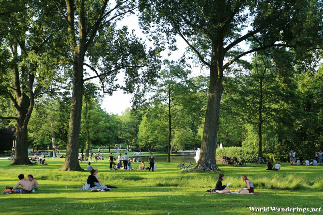 People Relaxing at Westerpark in Amsterdam