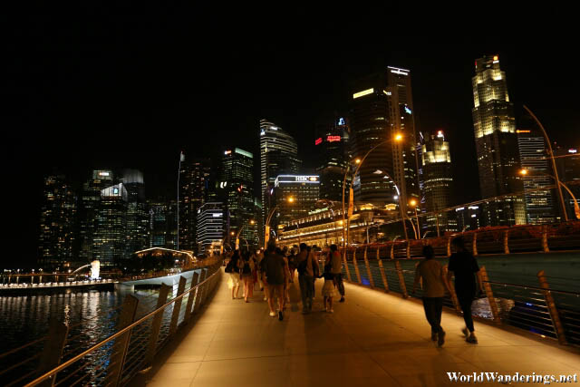 Walking On the Jubilee Bridge in Singapore