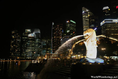 Merlion and the Singapore Central Business District