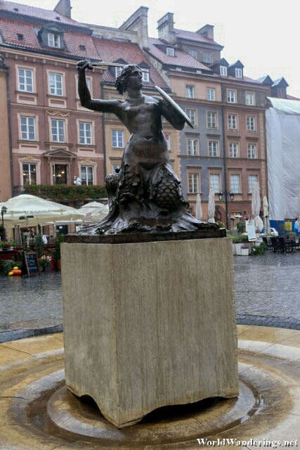Mermaid Statue at the Old Town Market Square of Warsaw