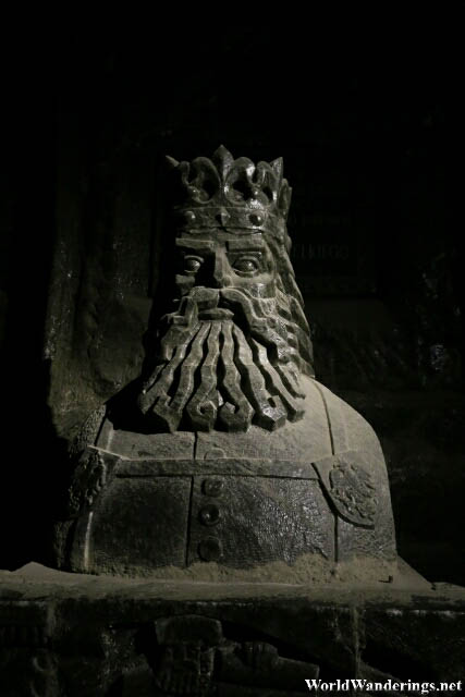 Bust of King Casimir at the Wieliczka Salt Mine