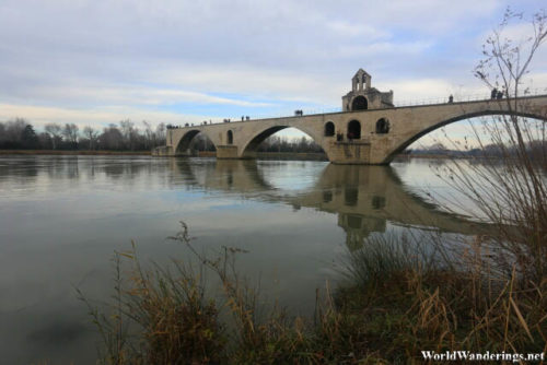 Admiring the Pont d'Avignon from the River Rhône