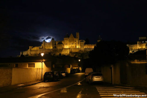 Cité de Carcassonne from the Town at Night
