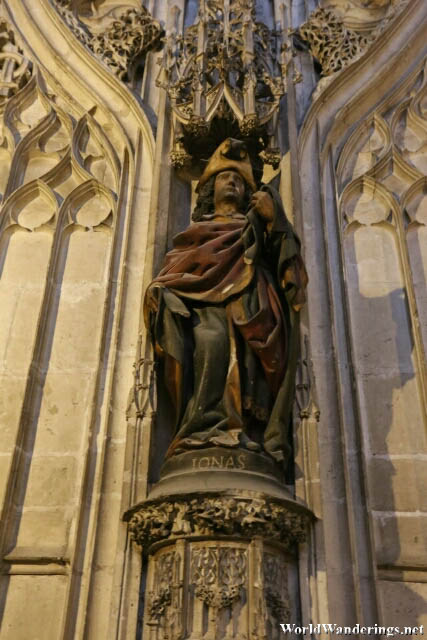 A Statue of Jonas at the Cathedral Basilica of Saint Cecilia in Albi