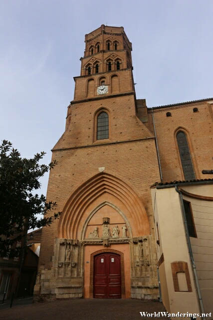 Tall Bell Tower at the Saint Nicolas Church in Toulouse