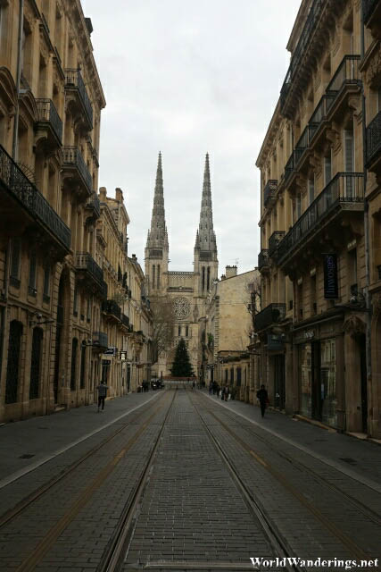 Approaching the Bordeaux Cathedral
