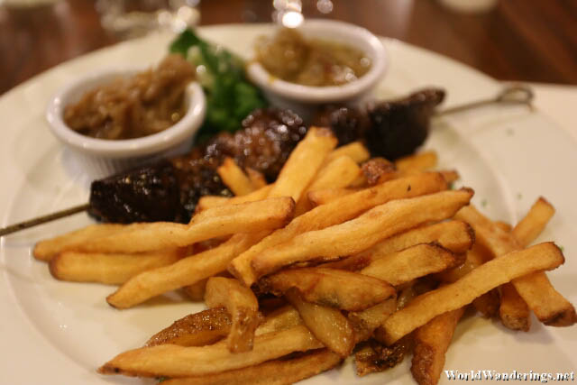 Steak on Skewer at Restaurant Chez Paulette in Bordeaux