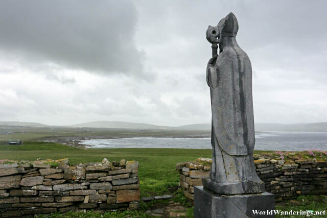 Saint Patrick Statue Looks to the Sea at Downpatrick Head
