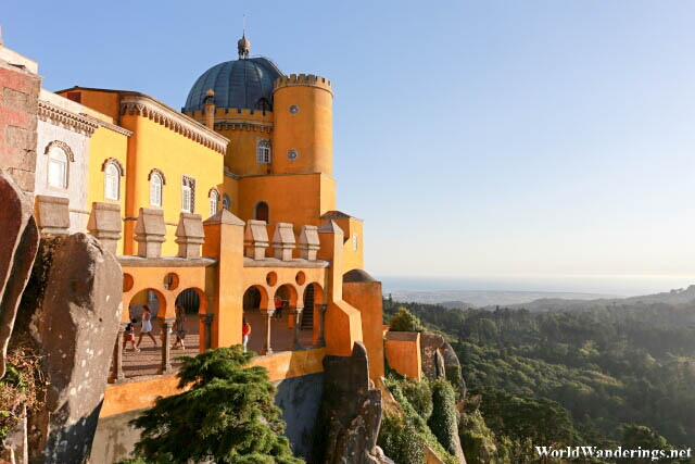 Looking at Pena Palace in Sintra