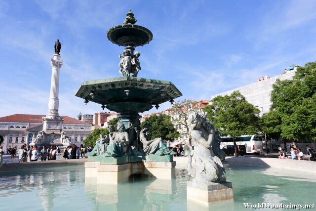 Baroque Fountain at Praça Dom Pedro IV
