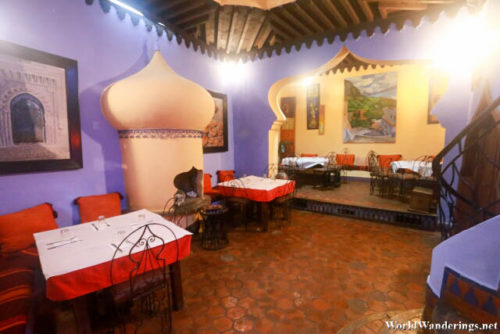 Inside the La Lampe Magique Restaurant in Chefchaoen