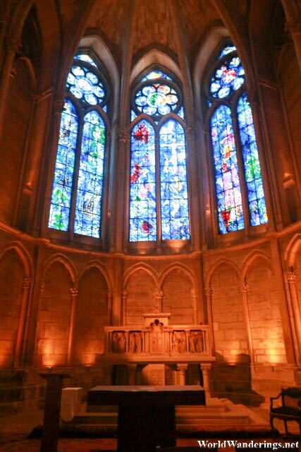 Stained Glass Windows at a Chapel at the Cathedral of Notre Dame de Reims