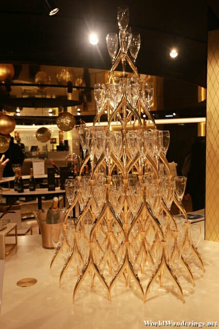Tower of Champagne Glasses at Moët and Chandon Boutique