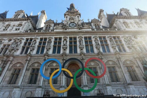 Olympic Symbol in Front of Hôtel de Ville in Paris