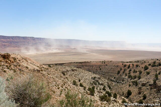 View of a Dust Storm from House Rock Canyon Viewpoint