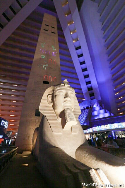 Sphinx at the Foot of the Obelisk at Luxor Hotel