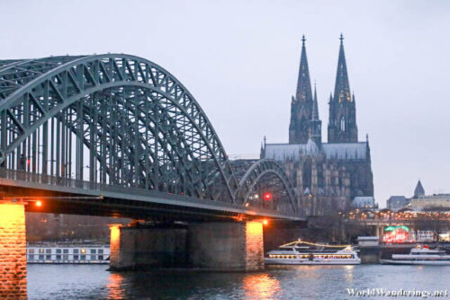 Walking Along the River Rhine in the City of Köln
