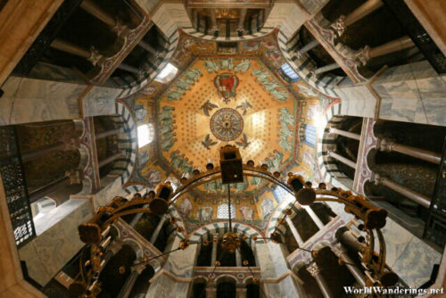Looking up the Dome of the Aachen Cathedral