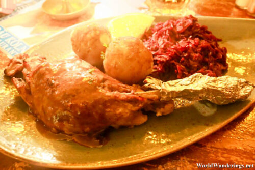 Roast Goose Leg at Löwenbräu Köln Hotel und Restaurant 