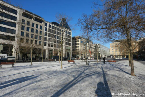 Snow Covered Street Near Zeil in Frankfurt