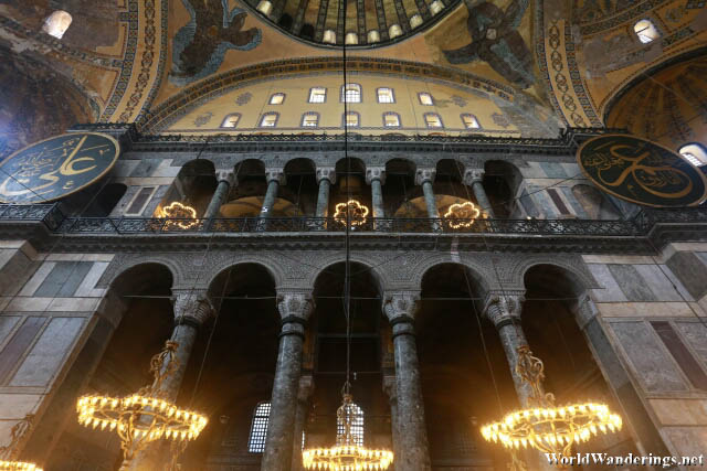 Beautiful Columns at the Hagia Sophia in Istanbul