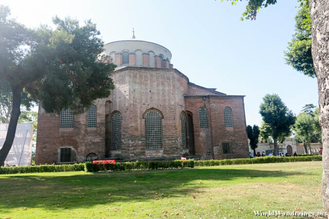 Outside the Hagia Irene in the Topkapi Palace Museum Grounds