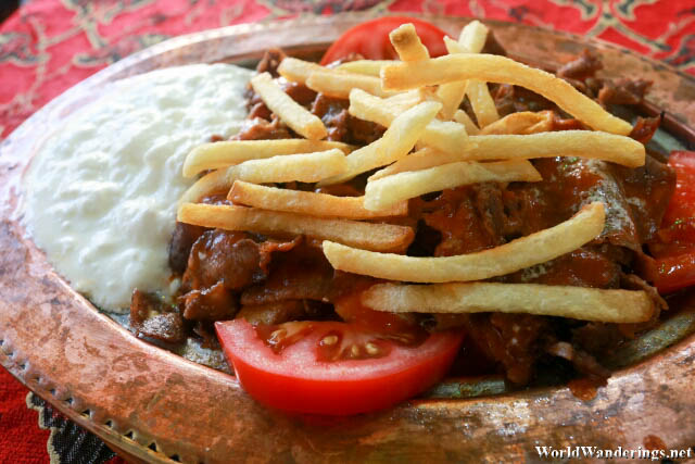 Iskender Kebab at Antik Cafe and Restaurant in Istanbul