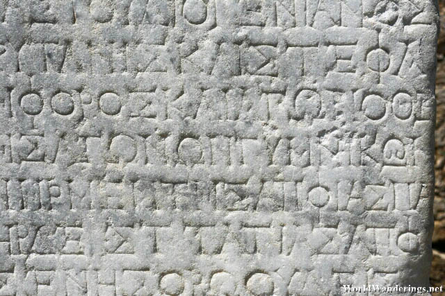 Greek Writing on a Stone Tablet in the Archeological Museum of Hierapolis