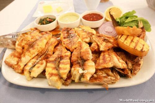Big Plate of Grilled Fish at Al Madina Fish Restaurant in Istanbul