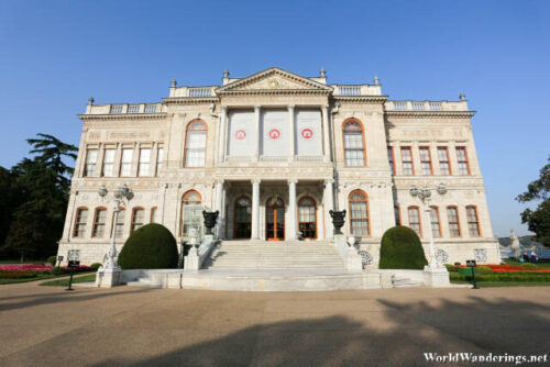 Outside the Dolmabahce Palace Building in Istanbul