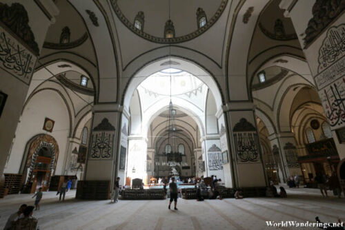 Inside the Grand Mosque of Bursa